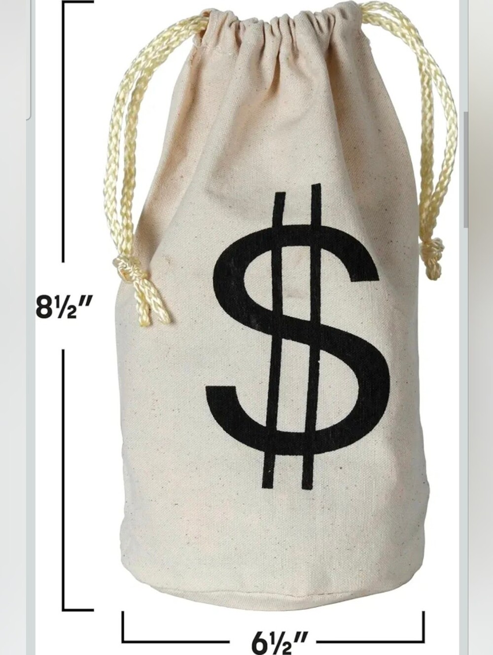Canvas Drawstring Money Bag Pouch Beistle 57911 with Dollar Sign 8-1/2" x 6-1/2"